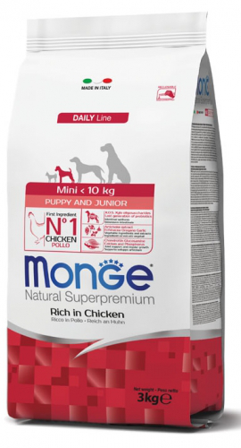 MONGE DOG PUPPY & JUNIOR MINI POLLO 3 KG
