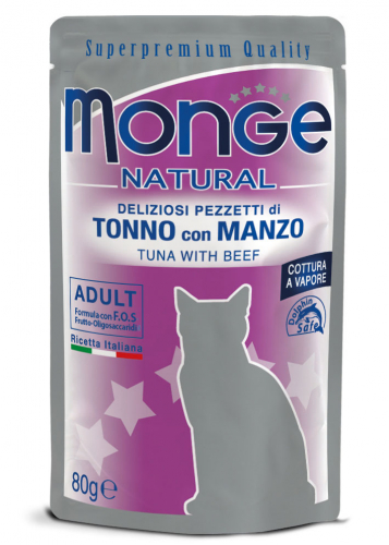 MONGE CAT TONNO E MANZO BUSTINA 80 GR