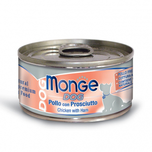 MONGE DOG NATURAL POLLO E PROSCIUTTO LATTINA 95 GR