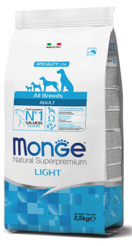 MONGE DOG ADULT ALL BREEDS LIGHT SALMONE E RISO 2,5 KG