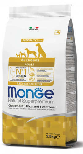 MONGE DOG ADULT ALL BREEDS POLLO RISO E PATATE 12 KG