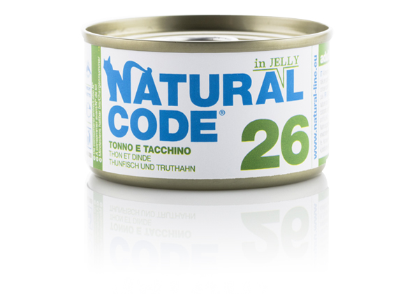 NATURAL CODE GATTO TONNO E TACCHINO JELLY LATTINA 85 GR