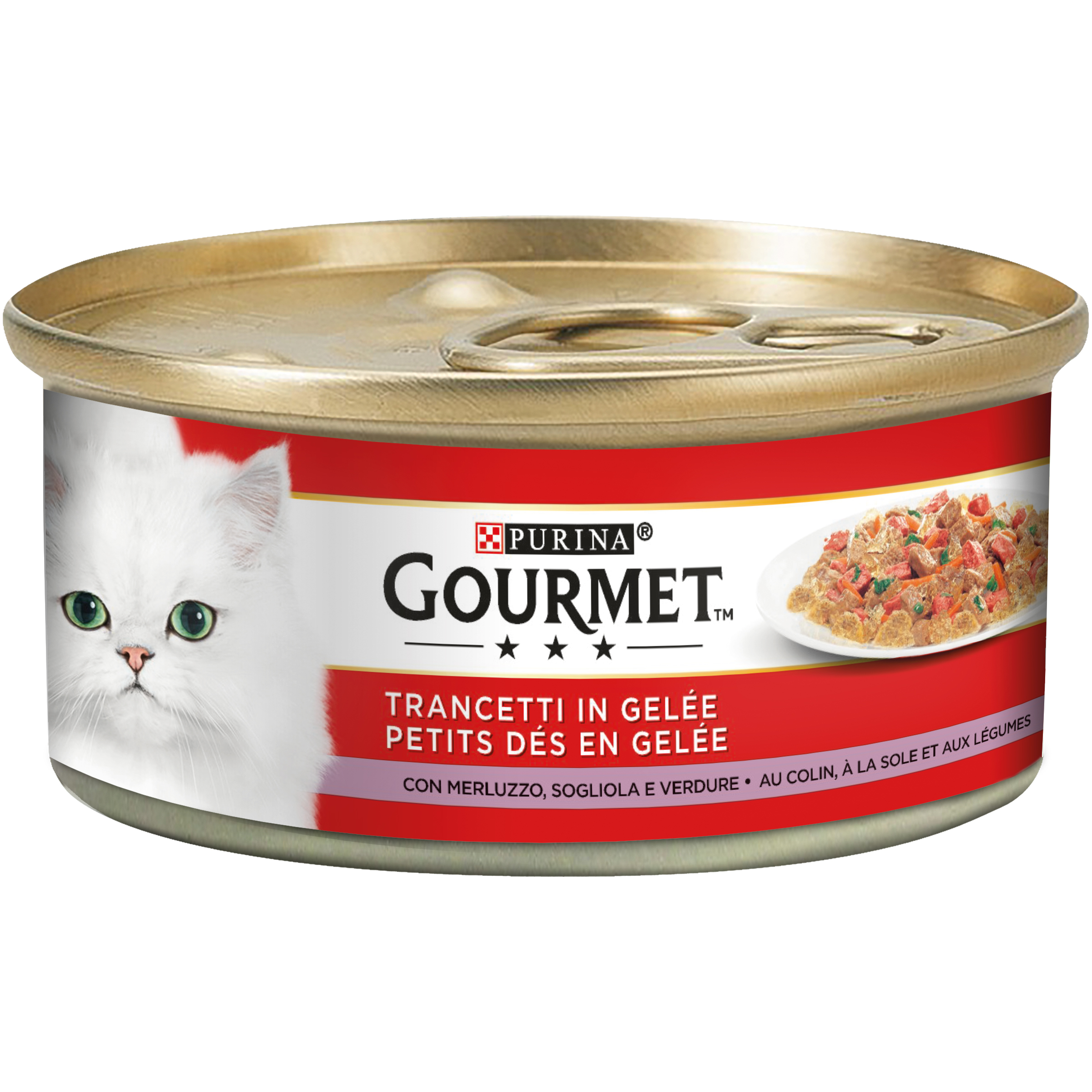 GOURMET TRANCETTI IN GELÈE CON MERLUZZO SOGLIOLA E VERDURE GEL 195 GR