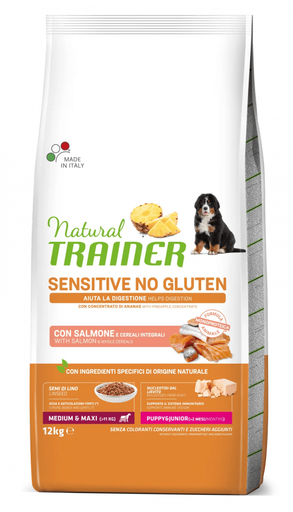 TRAINER NATURAL DOG SENSITIVE PUPPY MEDIUM MAXI SALMONE 12 KG