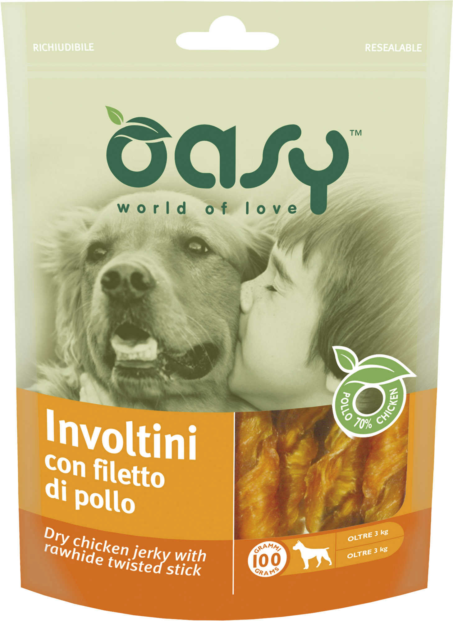 OASY SNACK DOG INVOLTINI POLLO 100 GR