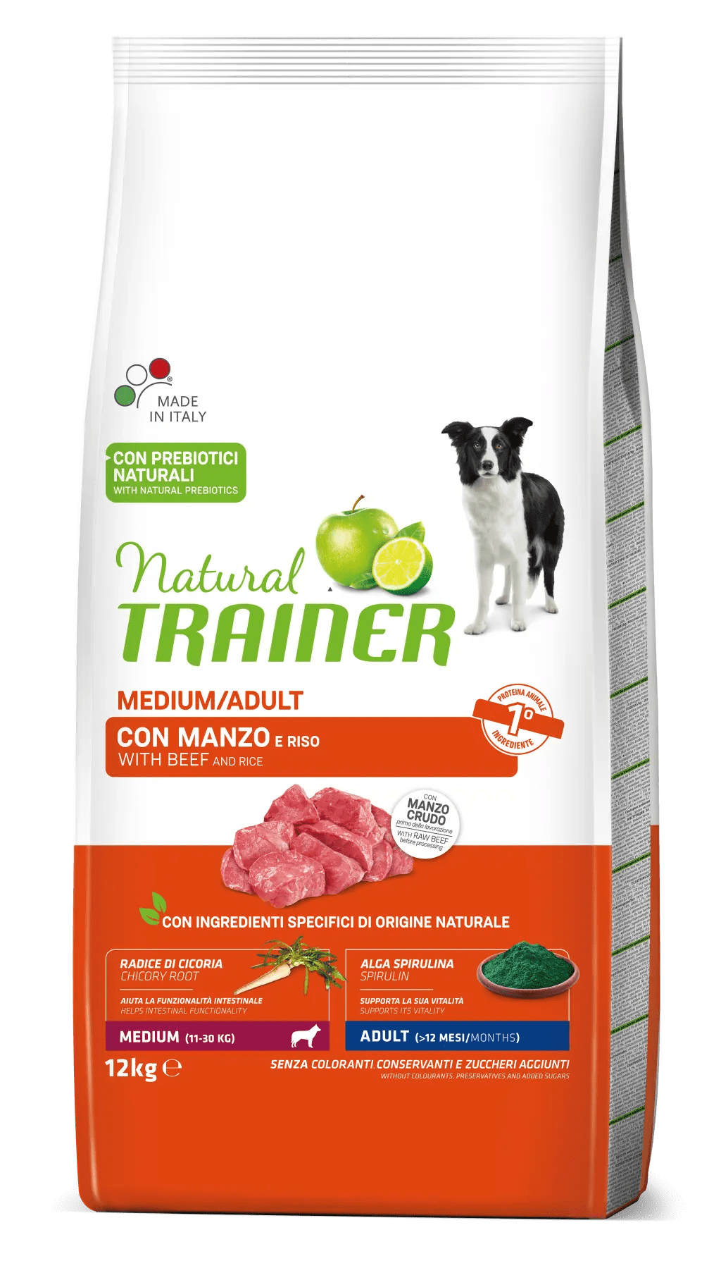 TRAINER NATURAL DOG ADULT MEDIUM MANZO E RISO 12 KG