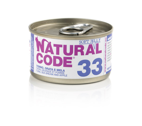 NATURAL CODE GATTO TONNO ORATA E MELA JELLY LATTINA 85 GR
