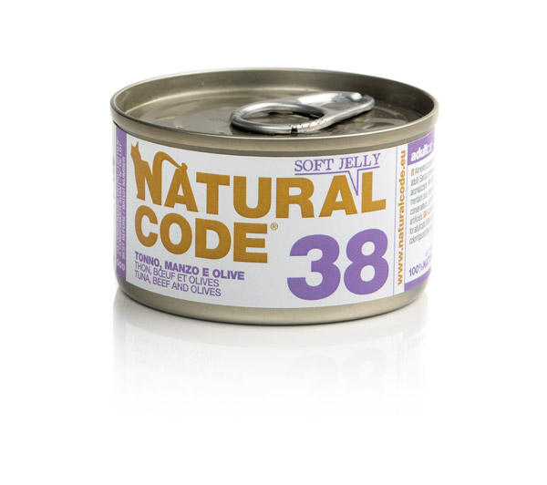 NATURAL CODE GATTO TONNO MANZO E OLIVE LATTINA 85 GR