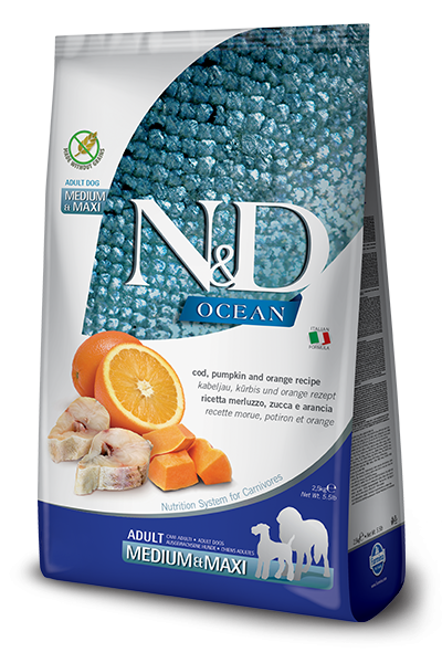 ND DOG OCEAN ZUCCA MERLUZZO E ARANCIA ADULT MEDIO MAXI 2,5 KG