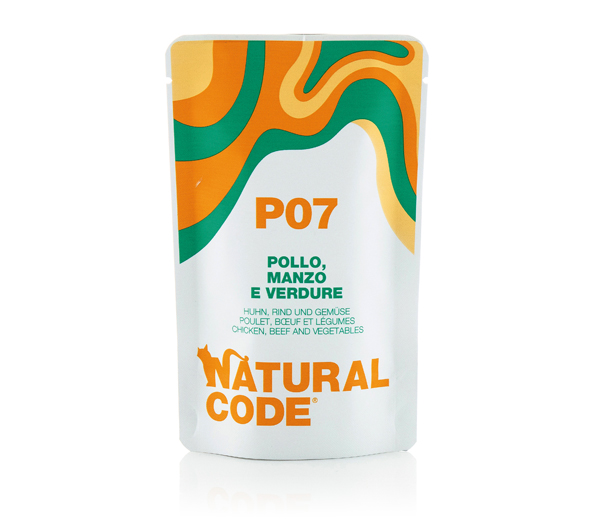 NATURAL CODE GATTO POLLO MANZO E VERDURE BUSTINA 70 GR