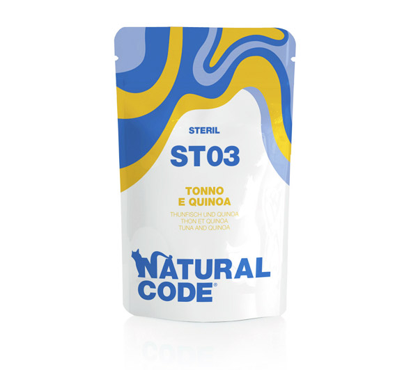 NATURAL CODE GATTO STERILIZED TONNO E QUINOA BUSTINA 70 GR