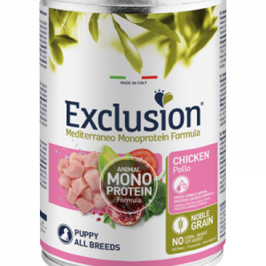 EXCLUSION DOG MEDITERRANEO PUPPY POLLO LATTINA 400 GR