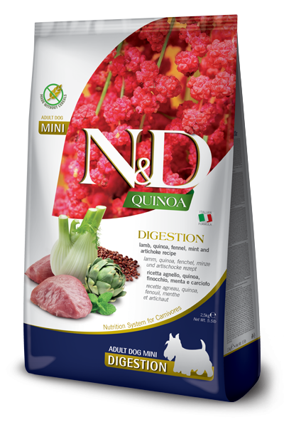 ND DOG QUINOA DIGESTION AGNELLO E FINOCCHIO ADULT MINI 2,5 KG