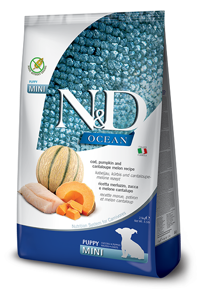ND DOG OCEAN ZUCCA MERLUZZO E CANTALUPO PUPPY MINI 7 KG