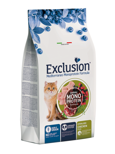 EXCLUSION CAT MEDITERRANEO STERILIZED POLLO 300 GR