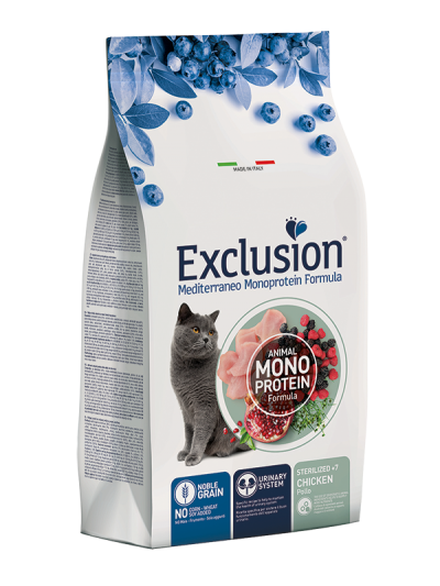 EXCLUSION CAT MEDITERRANEO STERILIZED 7+ POLLO 300 GR