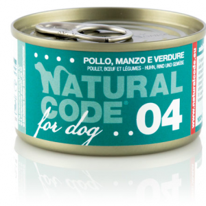 NATURAL CODE CANE POLLO MANZO E VERDURE LATTINA 90 GR