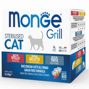 Grill Cat Sterilized Mix Vitello Galletto E Trota 12 X Bustina 85 Gr
