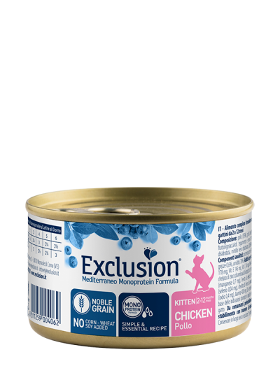 EXCLUSION CAT MEDITERRANEO KITTEN POLLO LATTINA 85 GR