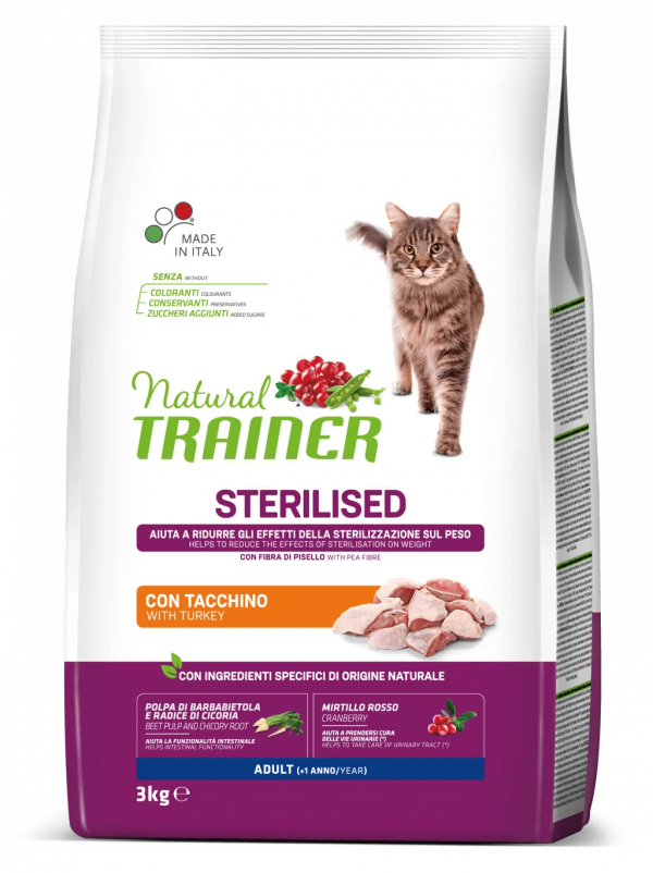 TRAINER NATURAL CAT STERILIZED TACCHINO 3 KG