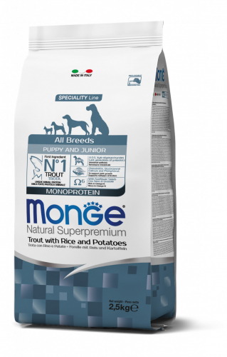 MONGE DOG PUPPY & JUNIOR ALL BREEDS TROTA RISO E PATATE 12 KG
