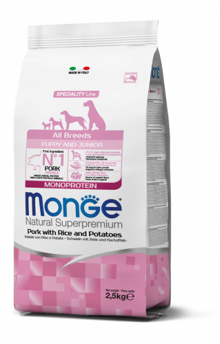 MONGE DOG PUPPY & JUNIOR ALL BREEDS MAIALE RISO E PATATE 12 KG