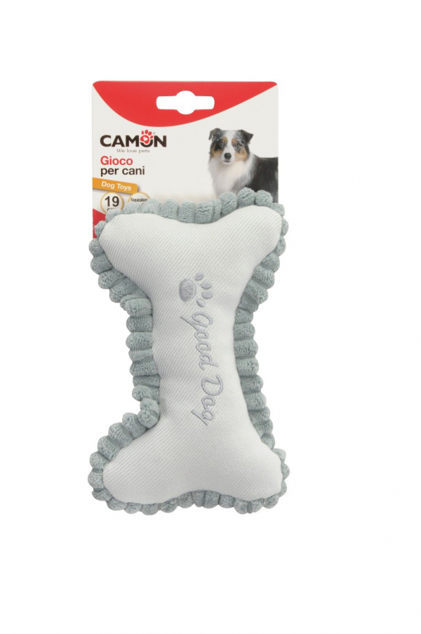 GIOCO CANE OSSO IN TESSUTO CON SQUEAKER 19 CM