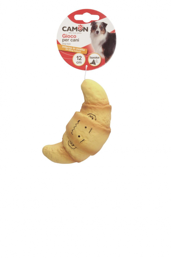 GIOCO CANE BRIOCHE IN LATEX CON SQUEAKER 12 CM