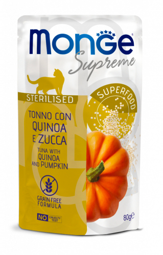 MONGE SUPREME STERILIZED TONNO QUINOA E ZUCCA BUSTINA 80 GR