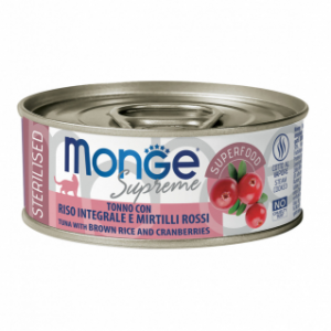 MONGE SUPREME STERILIZED TONNO RISO E MIRTILLI LATTINA 80 GR