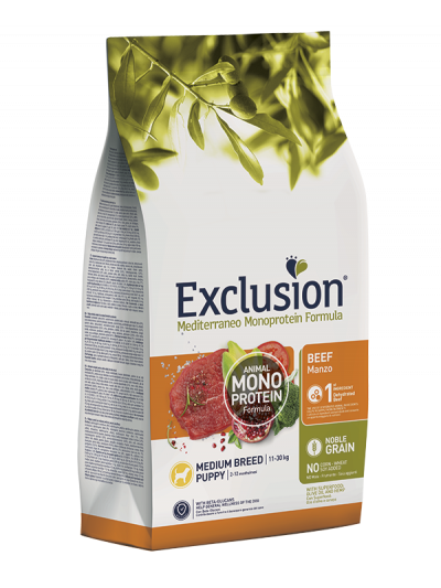 EXCLUSION DOG MEDITERRANEO PUPPY MANZO MEDIO 3 KG