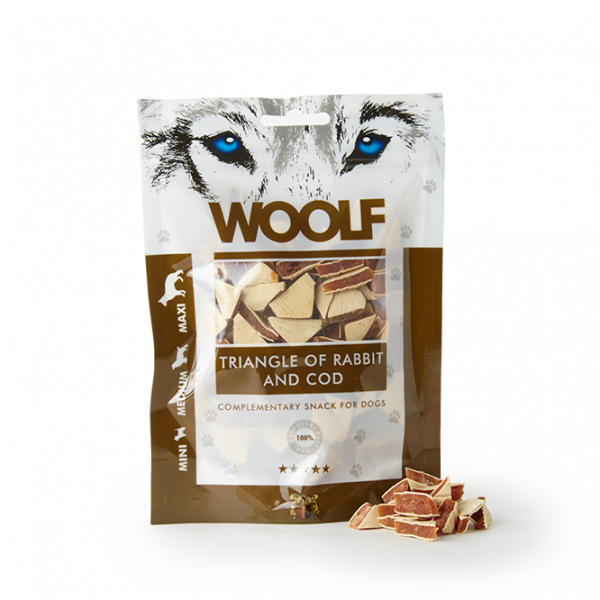 WOOLF TRIANGOLINI DI CONIGLIO E MERLUZZO 100 GR