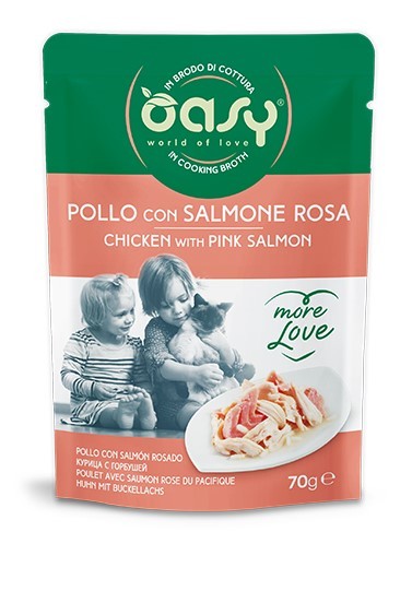 OASY CAT MORE LOVE POLLO E SALMONE BUSTINA 70 GR