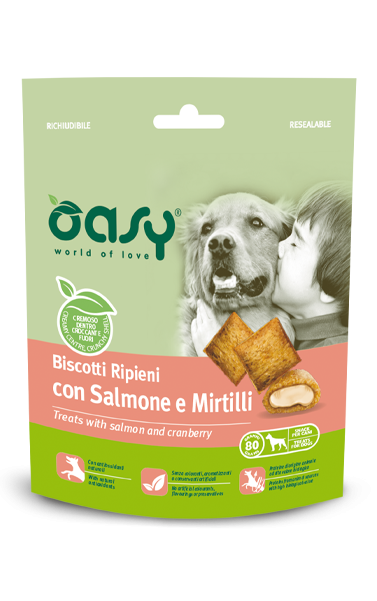 OASY SNACK BISCOTTI SALMONE E MIRTILLI 80 GR