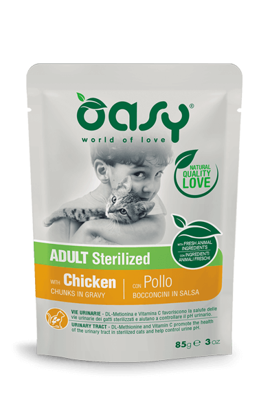 OASY CAT BOCCONCINI STERILIZED POLLO BUSTINA 85 GR