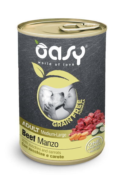 OASY DOG GRAIN FREE ADULT MEDIUM LARGE MANZO LATTINA 400 GR