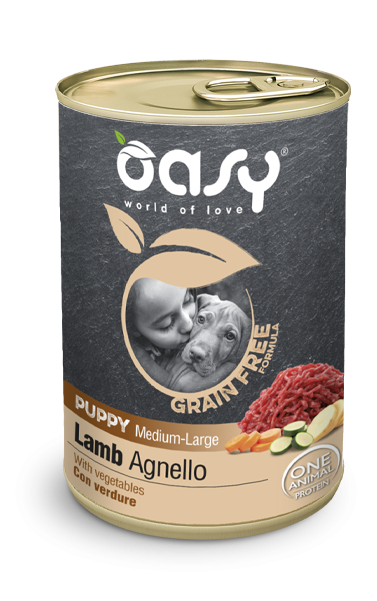 OASY DOG GRAIN FREE PUPPY MEDIUM LARGE AGNELLO LATTINA 400 GR