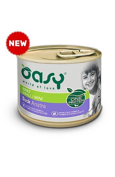 OASY DOG ONE ADULT SMALL MINI ANATRA LATTINA 200 GR