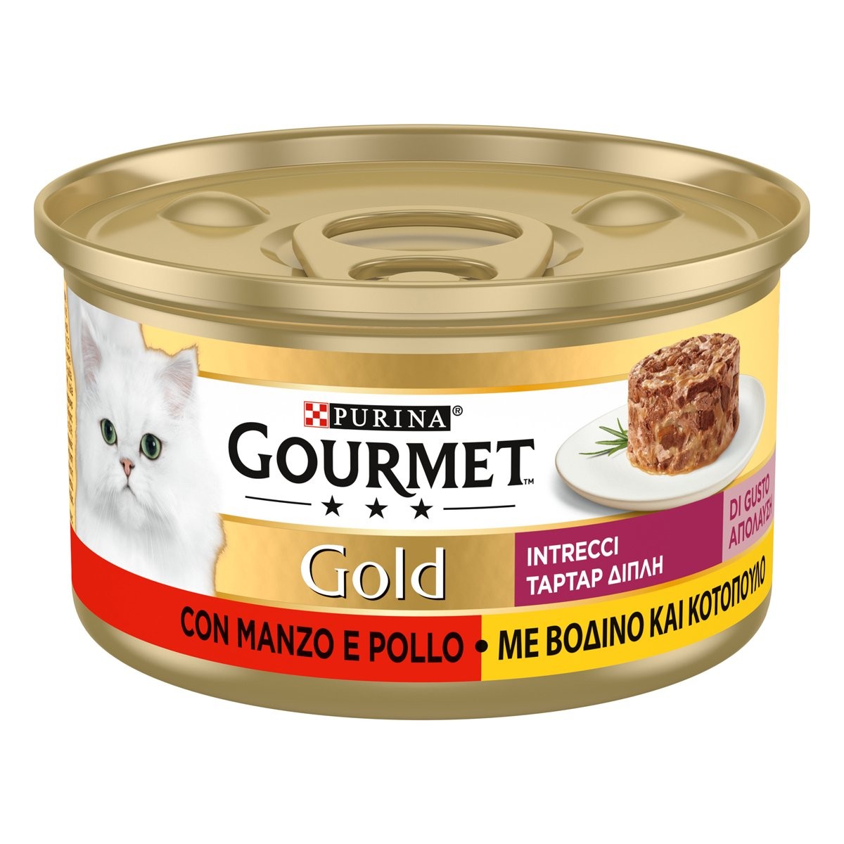 GOURMET GOLD INTRECCI POLLO E MANZO 85 GR