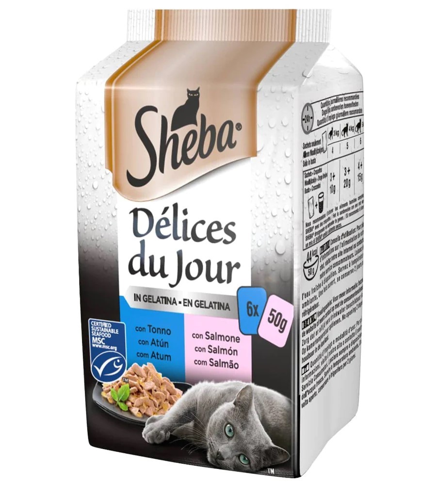 SHEBA DDJ TONNO E SALMONE GELATINA 6X50GR