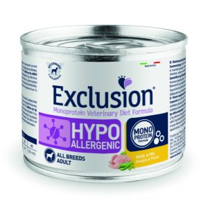 EXCLUSION DOG HYPO QUAGLIA E PISELLI LATTINA 200 GR