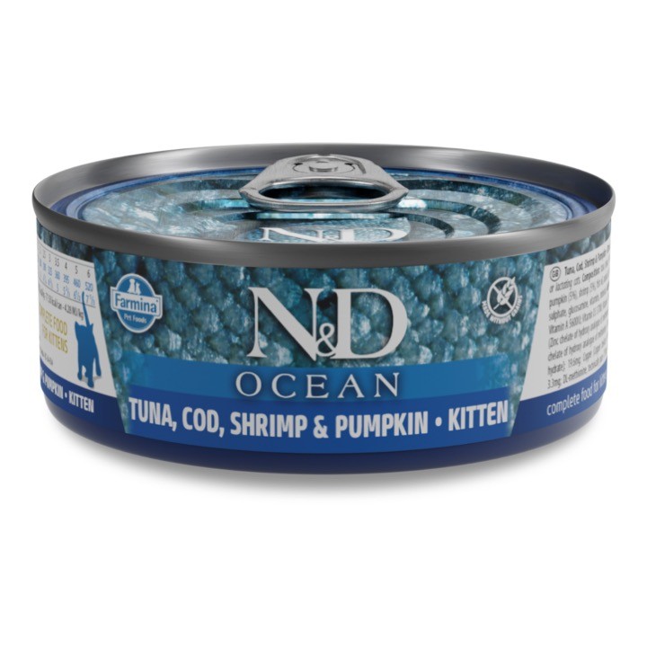 ND CAT OCEAN TONNO E GAMBERETTI ZUCCA KITTEN 70 GR