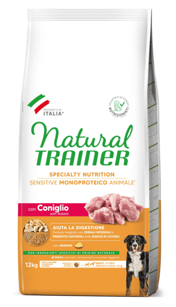 Natural Trainer Cane Coniglio e Cereali Monoproteico Adult Medium Maxi 12 Kg (1)