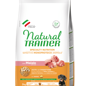 Natural Trainer Cane Maiale e Cereali Monoproteico Adult Small e Toy Mini 2 Kg (1)