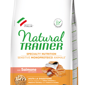 Natural Trainer Cane Salmone e Cereali Monoproteico Adult Small e Toy Mini 7 Kg (1)