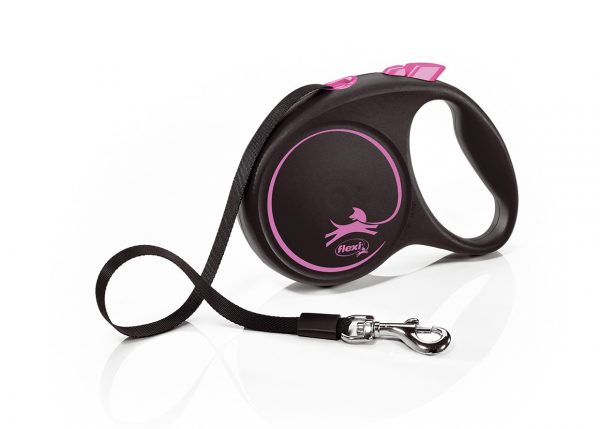 FLEXI DESIGN BLACK GUINZAGLIO FETTUCCIA M 5 MT ROSA