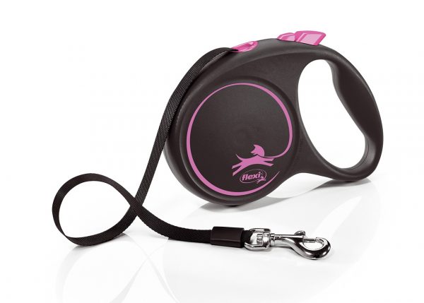 FLEXI DESIGN BLACK GUINZAGLIO FETTUCCIA L 5 MT ROSA