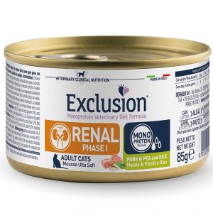 EXCLUSION CAT RENAL FASE 1 MAIALE PISELLI E RISO 85 GR