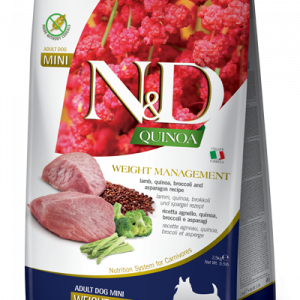 N&D Cane Quinoa Weight Management Agnello Broccoli E Asparagi Adult Mini 7 Kg