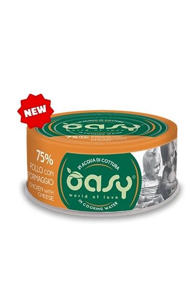 OASY CAT MORE LOVE POLLO E FORMAGGIO LATTINA 70 GR